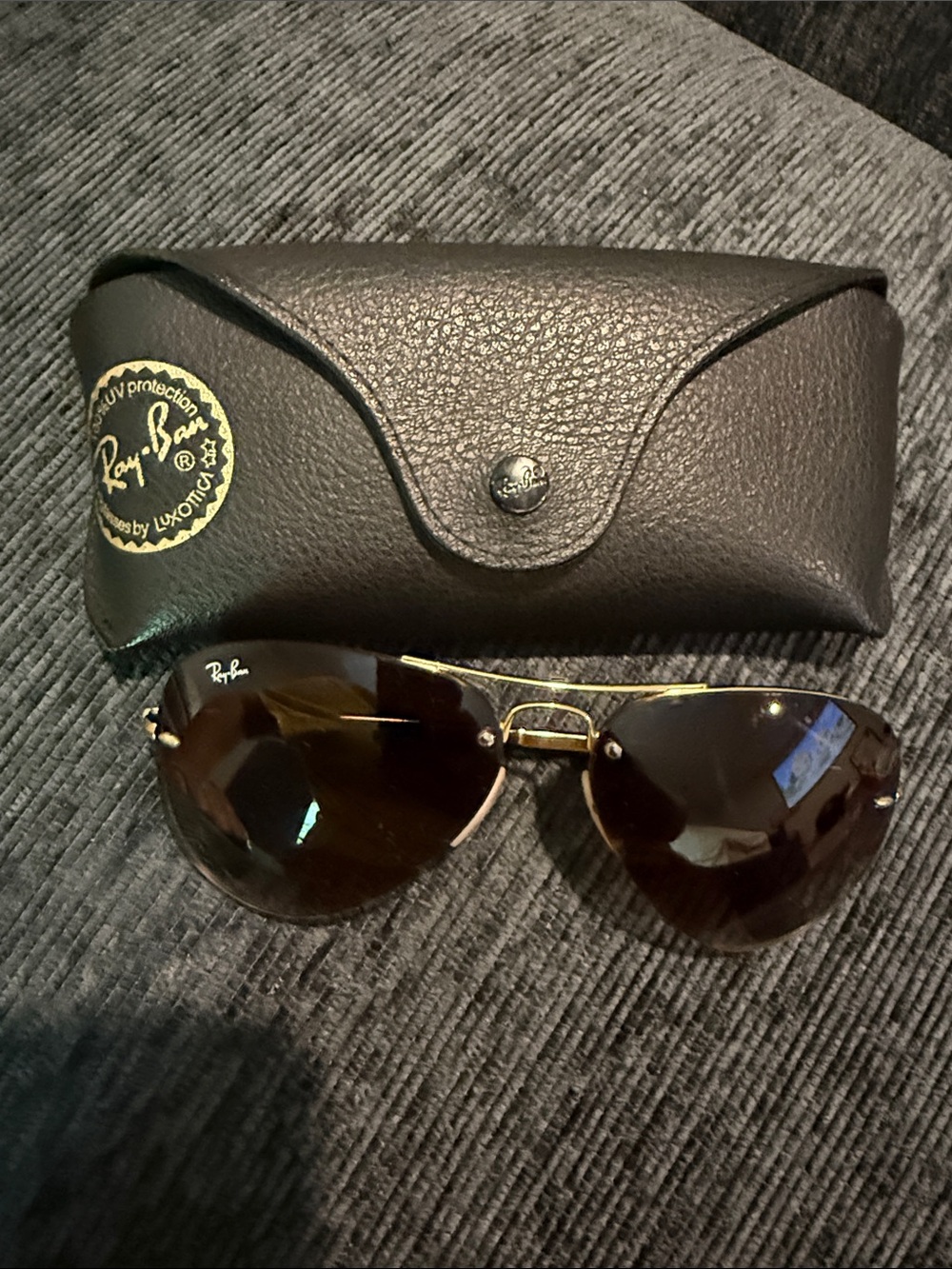 Ray-Ban Gold Frame Sunglasses with Brown Lenses